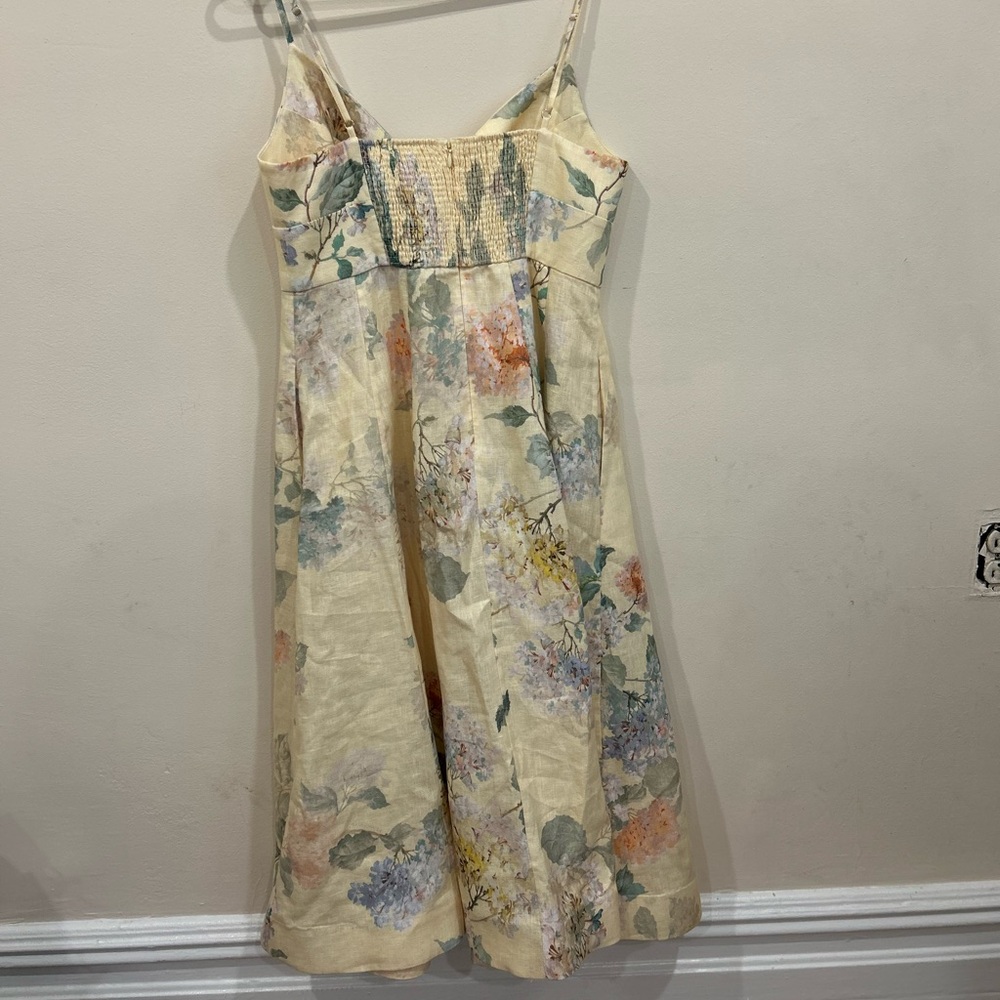 Zimmermann Illuminate Picnic Dress in Lemon Hydrangeas Size 3 AU Floral Linen - Picture 10 of 10